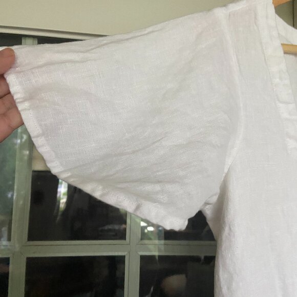 Lands' End White Linen Sweetheart Button Front Midi Dress Sz 6-8 Romantic Beachy - Picture 5 of 13